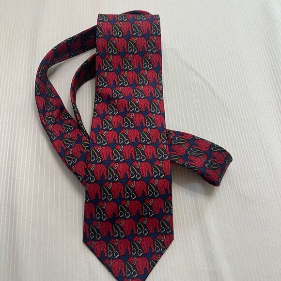 Brooks Brothers Navy Blue Silk Polar Bear Horsebit Abstract Tie Necktie - Picture 5 of 5